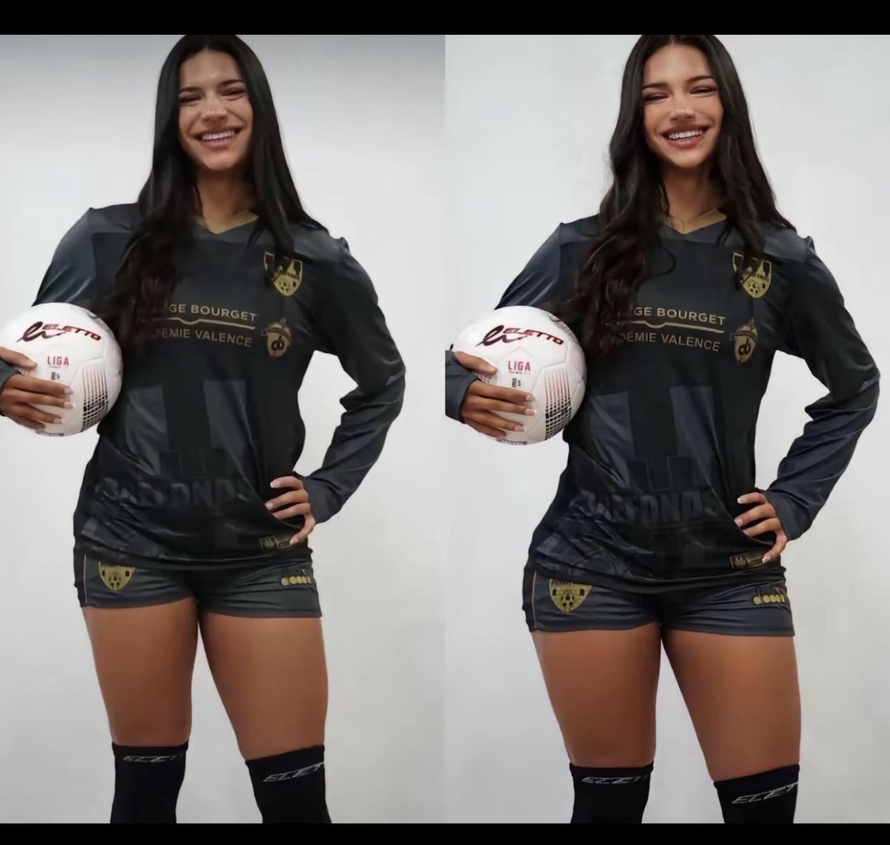 Kiana Dufour Haitian American soccer player. Team photo vs photo on